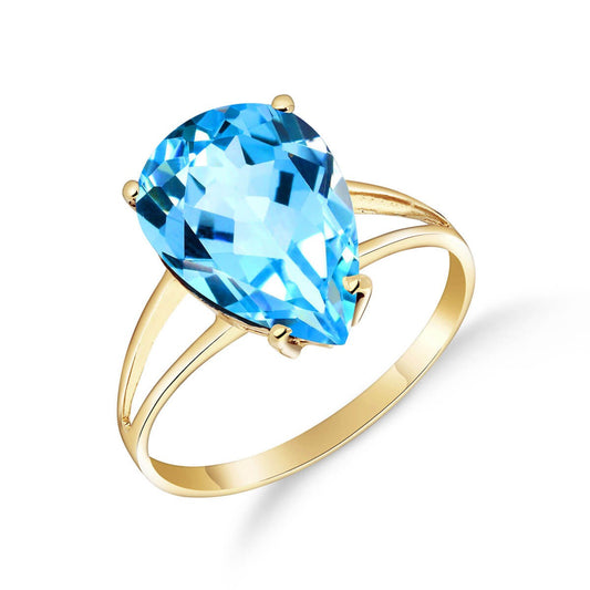 5 Carat 14K Solid Gold Loving Stir Blue Topaz Ring