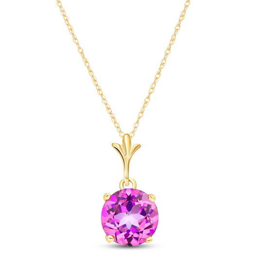 1.15 Carat 14k Solid Gold Solo Sphere Pink Topaz Necklace