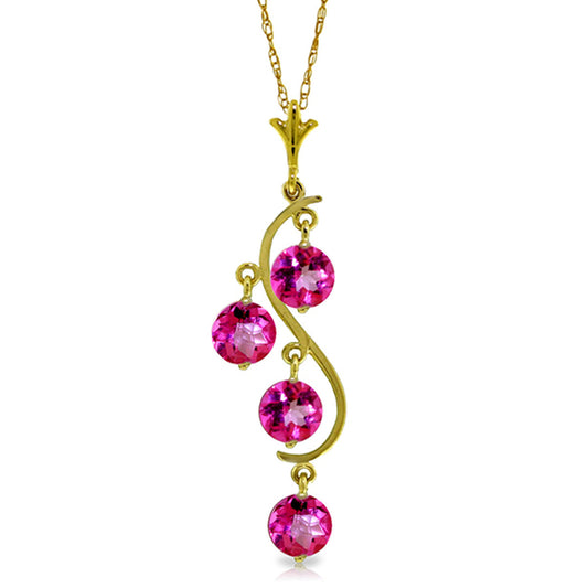 2.25 Carat 14K Solid Gold Depth Pink Topaz Necklace