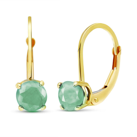 1.2 Carat 14K Solid Gold Leverback Earrings Emerald