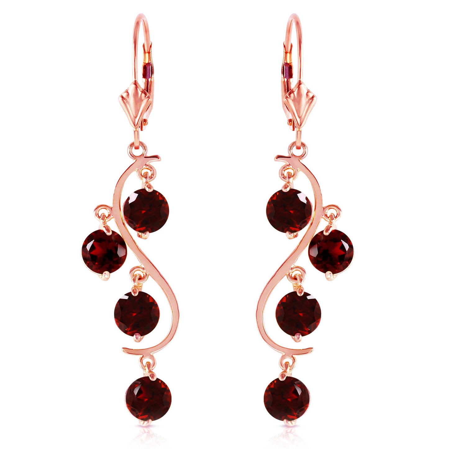 4.95 Carat 14k Solid Gold Whispering Tiers Garnet Earrings