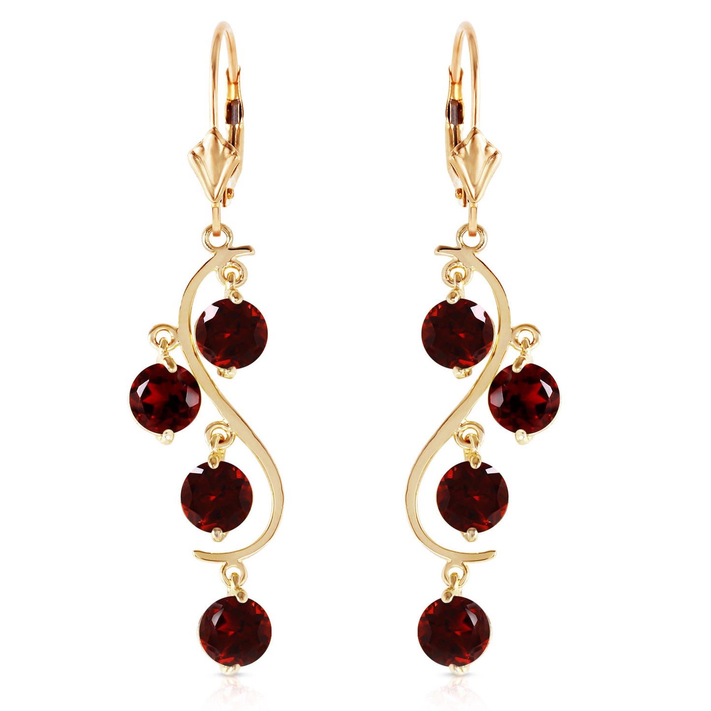 4.95 Carat 14k Solid Gold Whispering Tiers Garnet Earrings