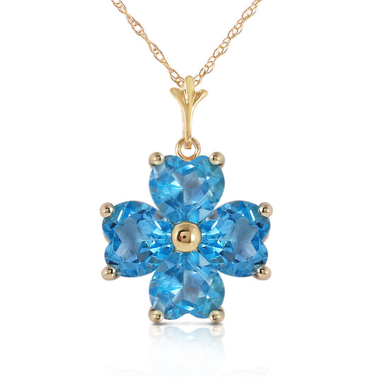 3.8 Carat 14k Solid Gold Who Laughs Last Blue Topaz Necklace