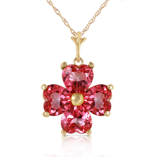 3.8 Carat 14k Solid Gold Induced Response Pink Topaz Necklace