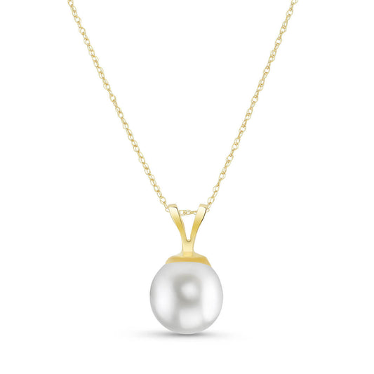 2 Carat 14K Solid Gold Necklace Natural Pearl
