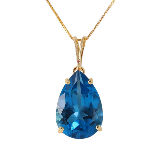 6.5 Carat 14k Solid Gold Hope For Best Blue Topaz Necklace