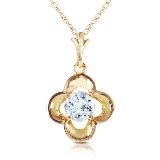 0.55 Carat 14k Solid Gold Bloomstone Blossom Aquamarine Necklace