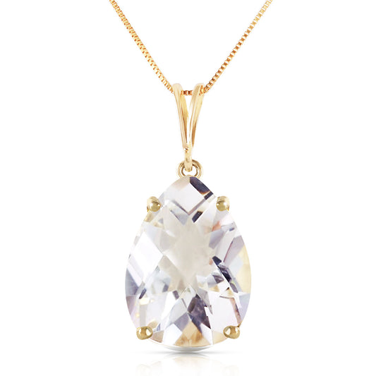 5 Carat 14k Solid Gold Necklace Natural White Topaz