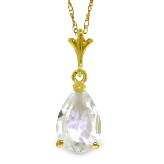 1.5 Carat 14K Solid Gold Shining Raindrops White Topaz Necklace