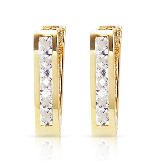 1.2 Carat 14k Solid Gold Huggie Haven White Topaz Earrings