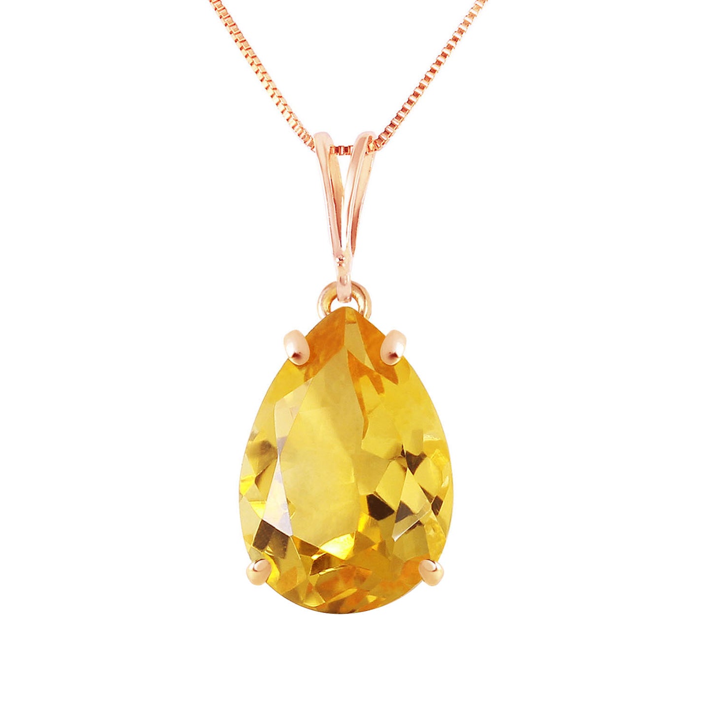 5 Carat 14k Solid Gold Good News Citrine Necklace