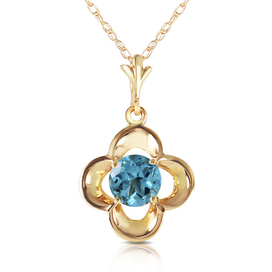 0.55 Carat 14k Solid Gold Bloomstone Blossom Blue Topaz Necklace