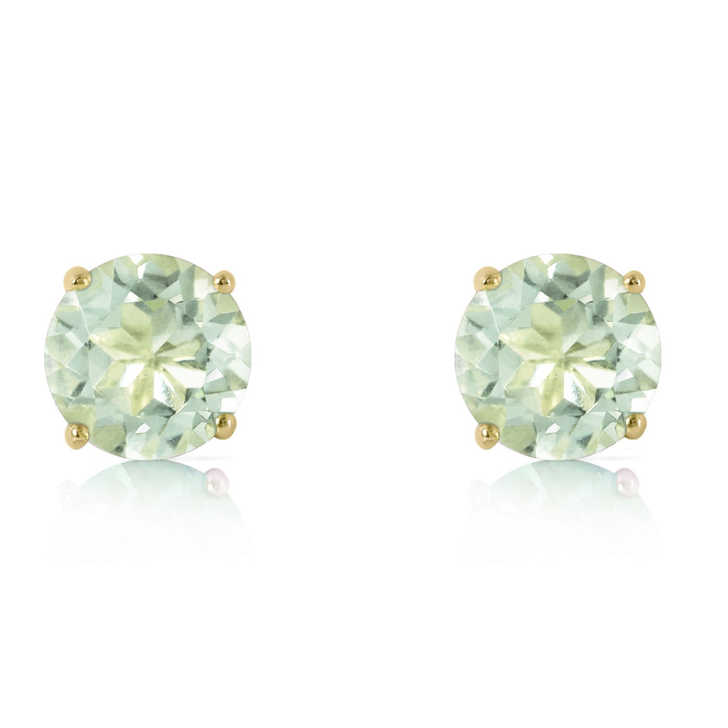 3.1 Carat 14k Solid Gold Stud Luminous Orb Green Amethyst Earrings