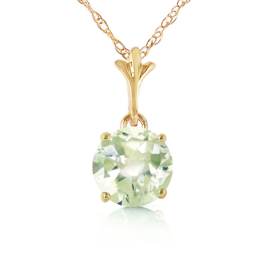 1.15 Carat 14k Solid Gold Solo Sphere Green Amethyst Necklace