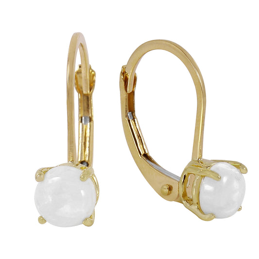 0.7 Carat 14K Solid Gold Optic White Opal Earrings