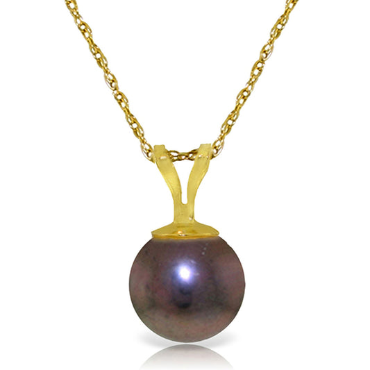 2 Carat 14K Solid Gold Necklace Natural Black Pearl
