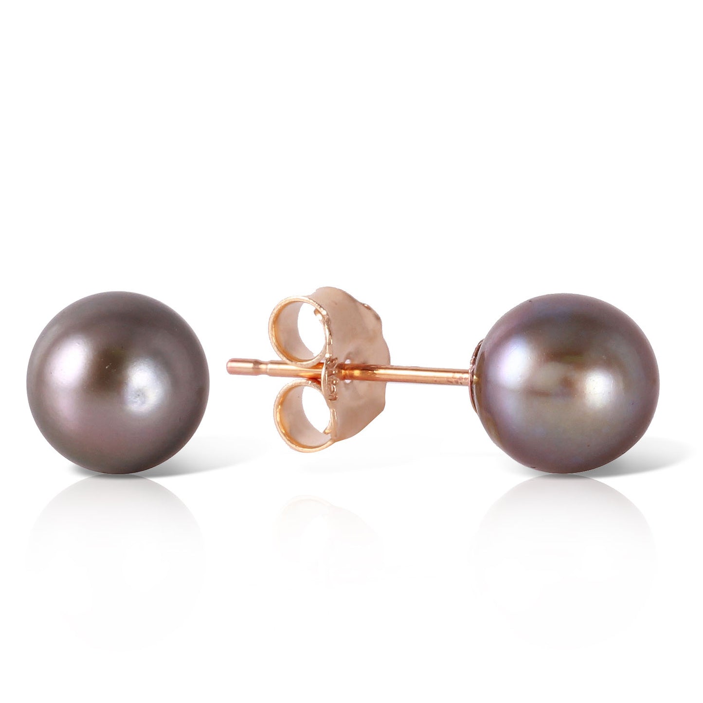 4 Carat 14k Solid Gold Pure Pearl Black Stud Earrings