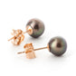 4 Carat 14k Solid Gold Pure Pearl Black Stud Earrings