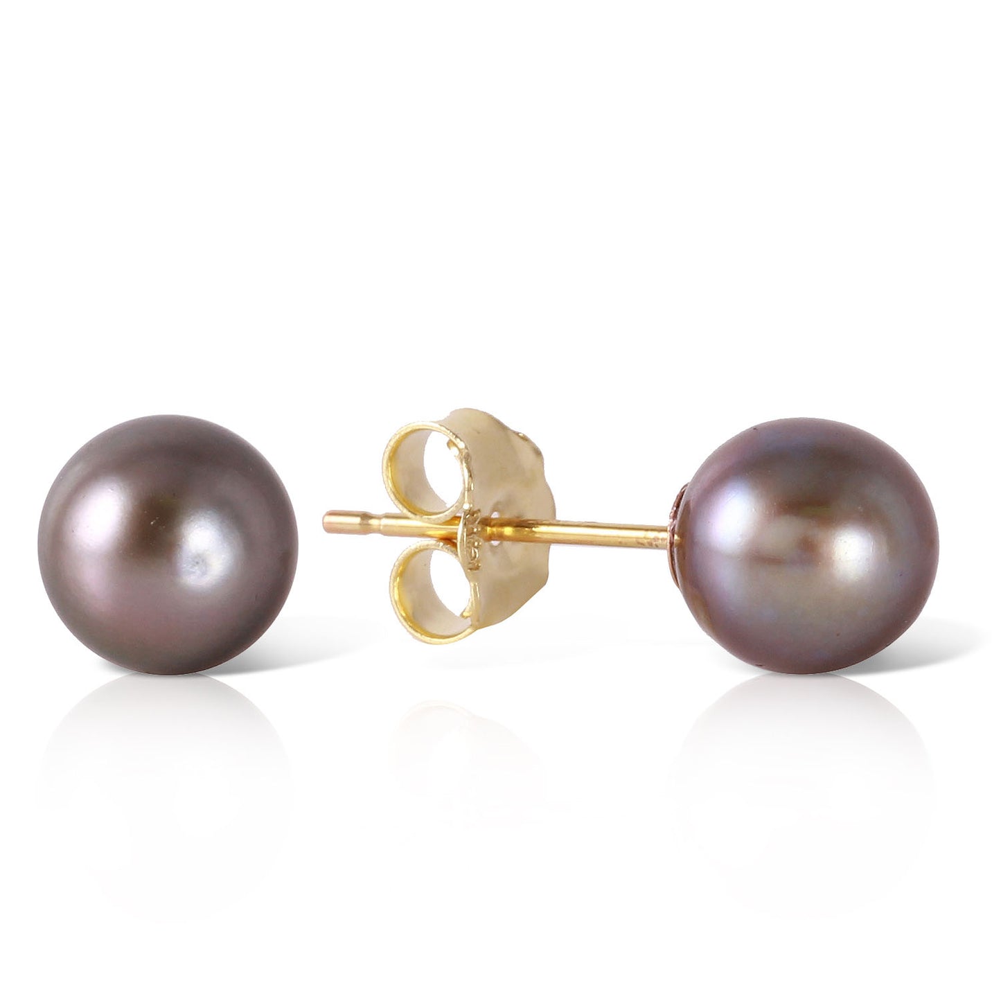 4 Carat 14k Solid Gold Pure Pearl Black Stud Earrings