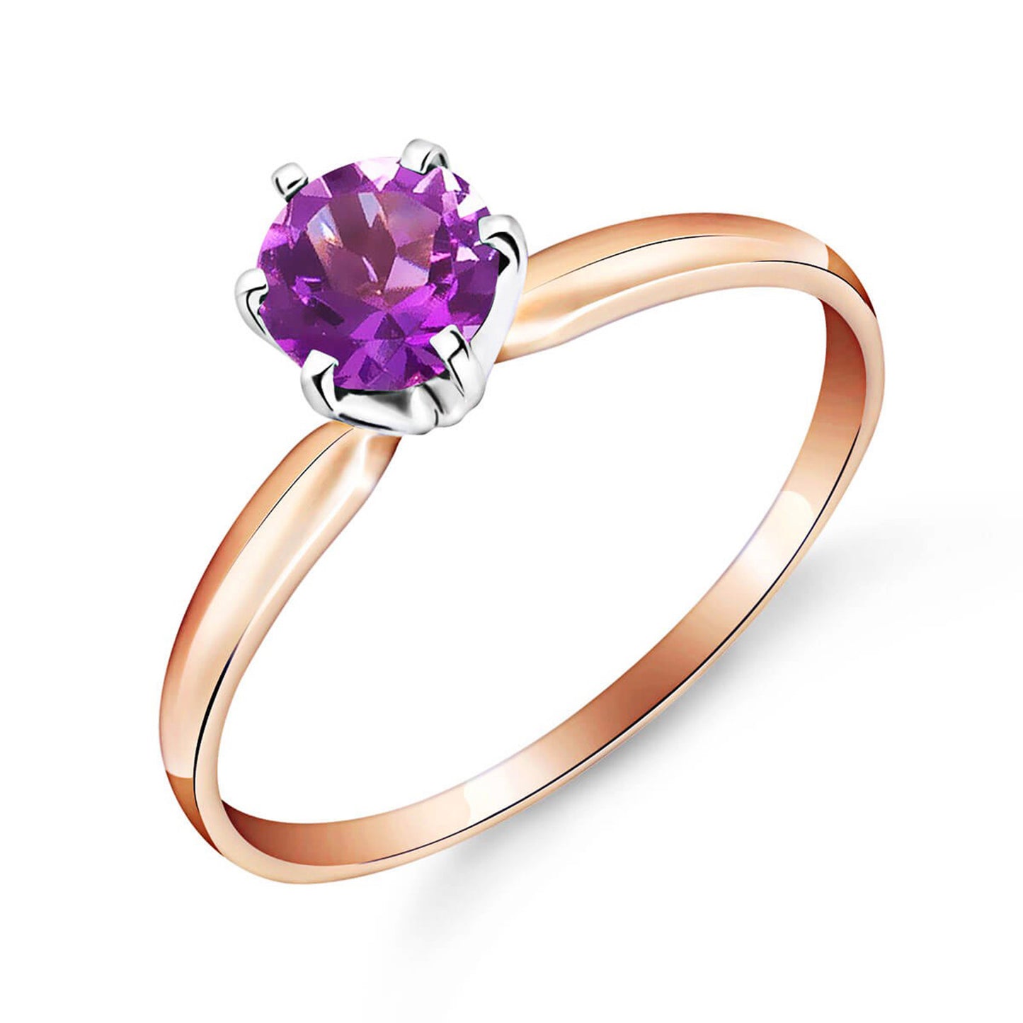 0.65 Carat 14K Solid Gold Solitaire Ring Natural Purple Amethyst