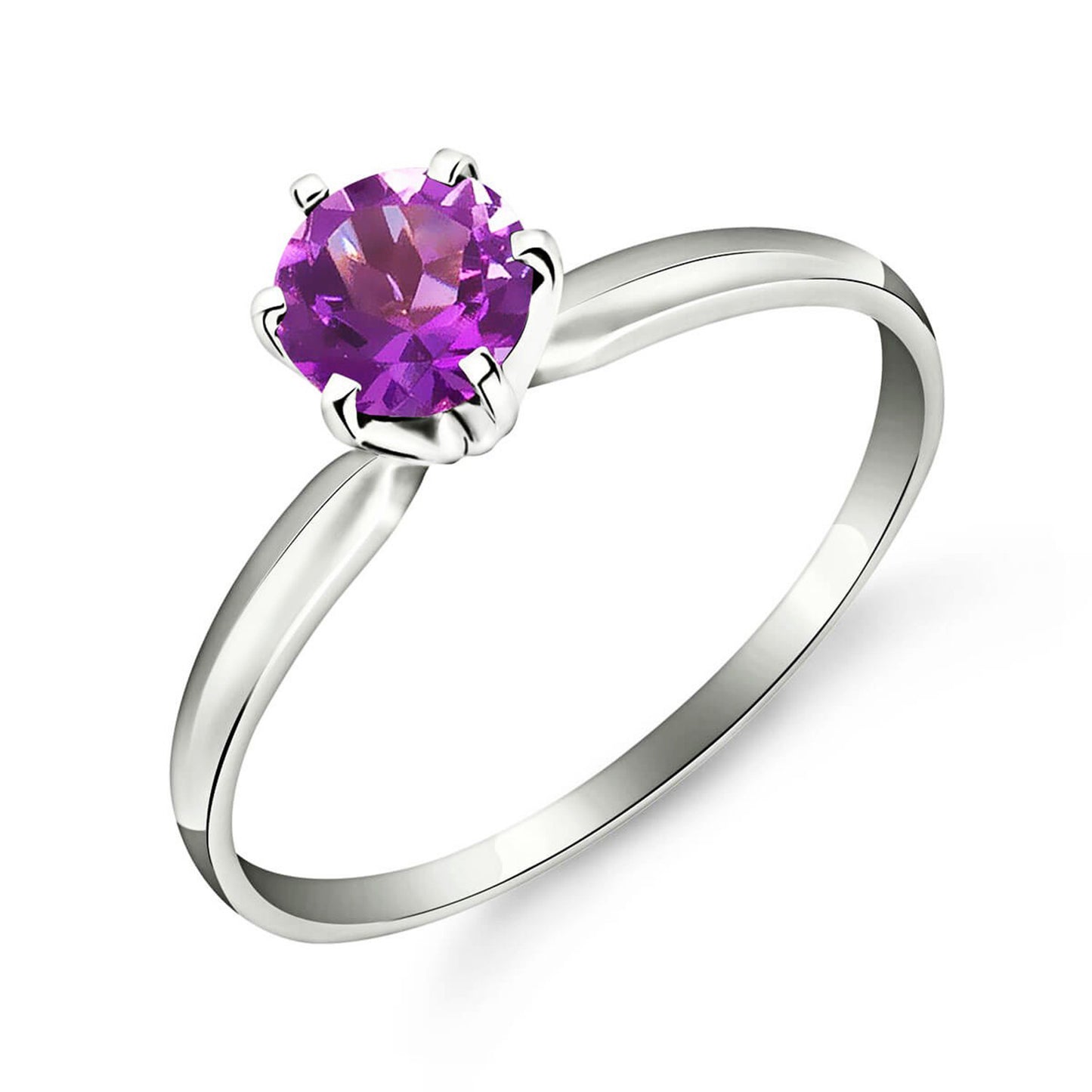 0.65 Carat 14K Solid Gold Solitaire Ring Natural Purple Amethyst