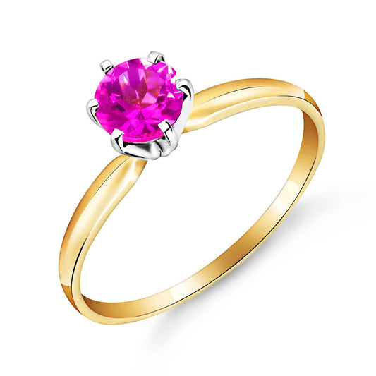 0.65 Carat 14K Solid Gold Solitaire Ring Natural Pink Topaz