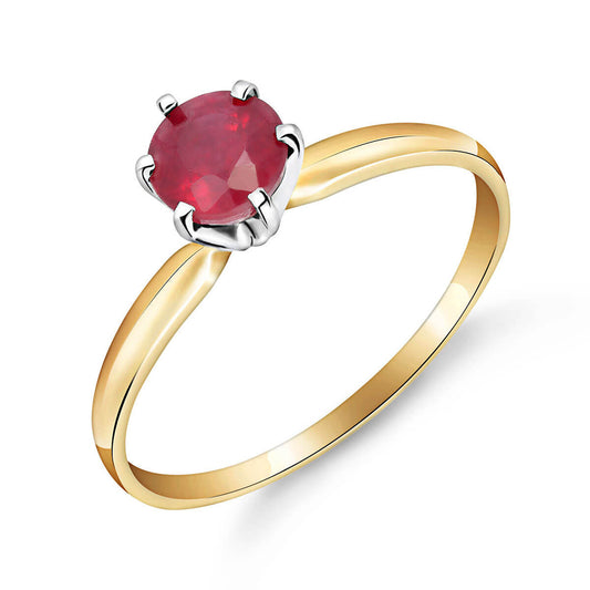 0.65 Carat 14K Solid Gold Solitaire Ring Natural Ruby