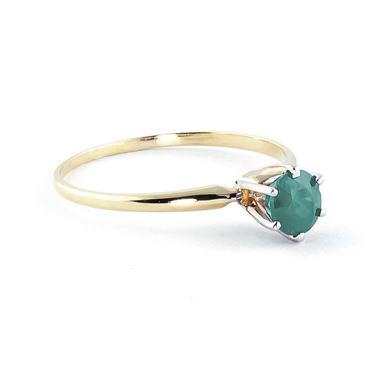 0.65 Carat 14K Solid Gold Solitaire Ring Natural Emerald