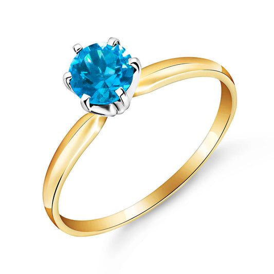 0.65 Carat 14K Solid Gold Solitaire Ring Natural Blue Topaz