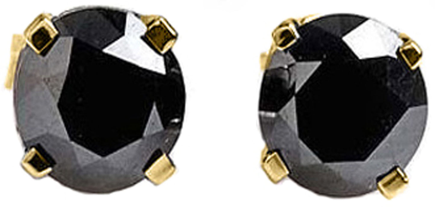 2 Carat 14k Solid Gold Stud Luminous Orb Black Diamond Earrings