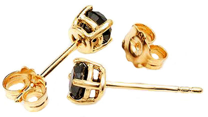 2 Carat 14k Solid Gold Stud Luminous Orb Black Diamond Earrings