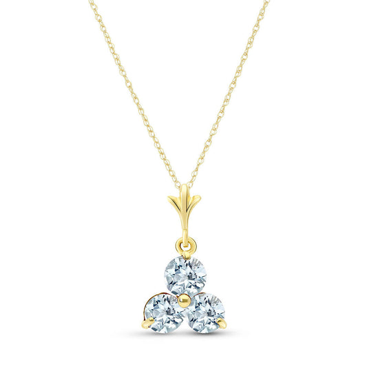 0.75 Carat 14k Solid Gold Trinity Gems Aquamarine Necklace