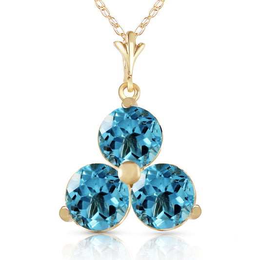 0.75 Carat 14k Solid Gold Trinity Gems Blue Topaz Necklace