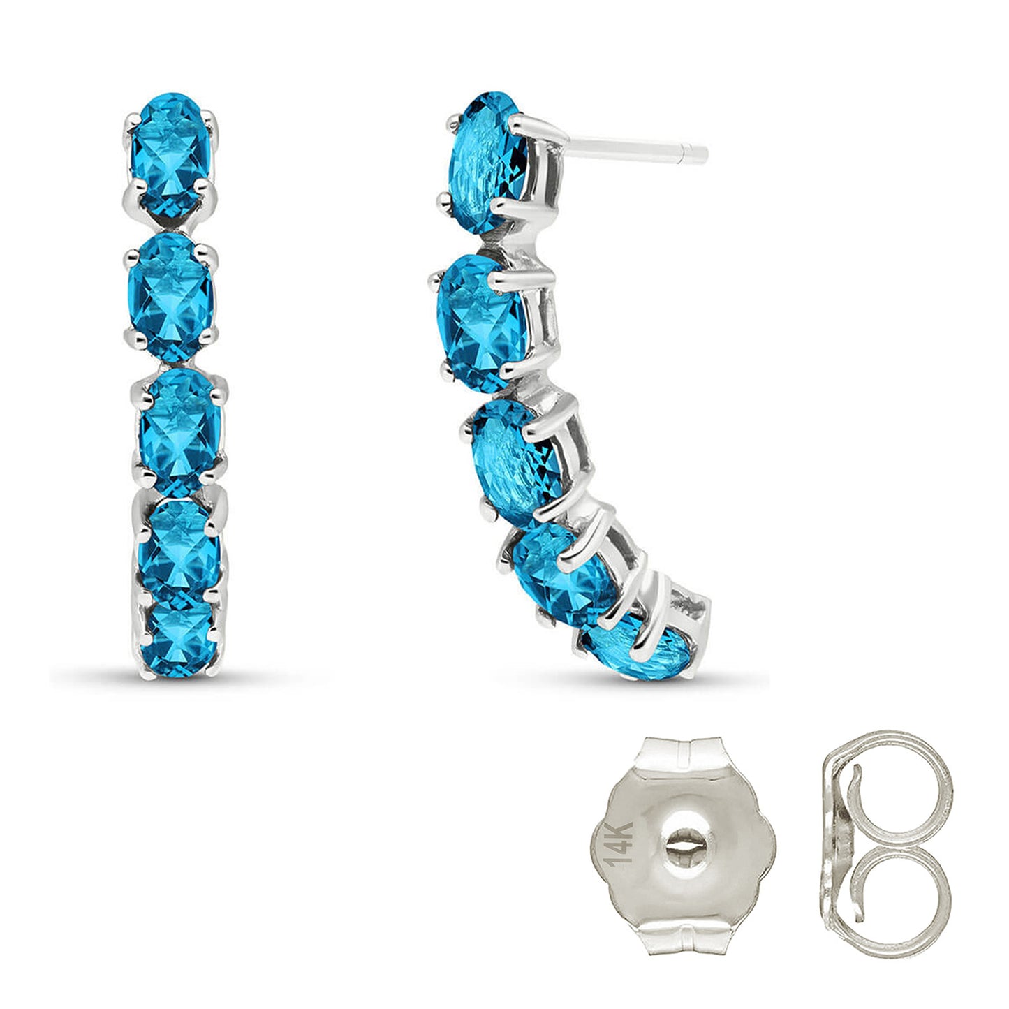 Brilliant Curve Blue Topaz Earrings