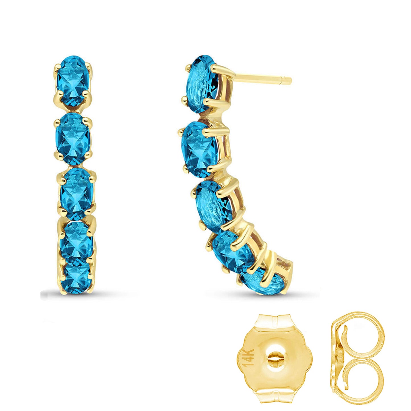 Brilliant Curve Blue Topaz Earrings