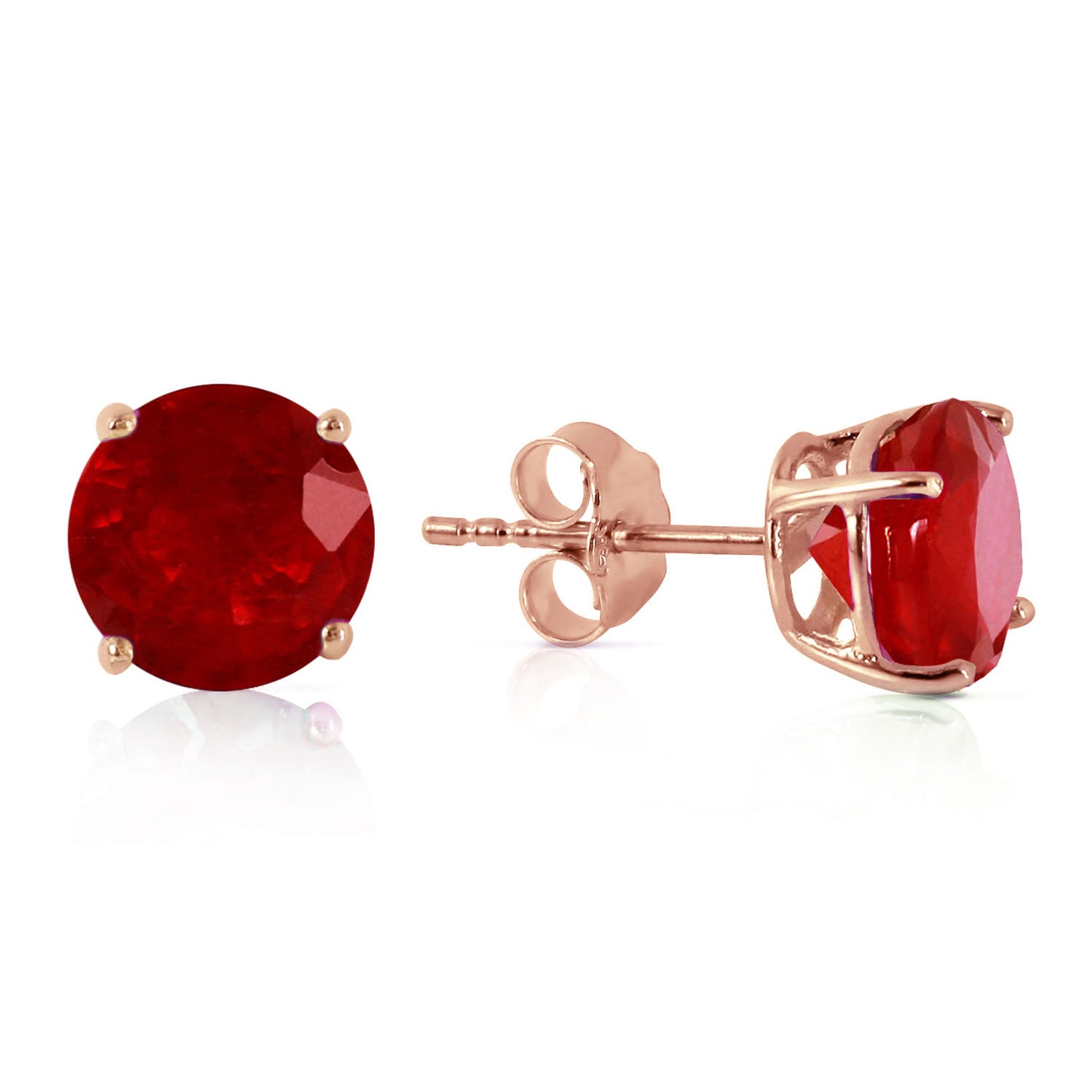 3.5 Carat 14k Solid Gold Stud Luminous Orb Ruby Earrings