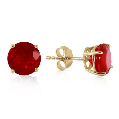 3.5 Carat 14k Solid Gold Stud Luminous Orb Ruby Earrings