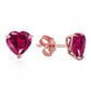 2.9 Carat 14K Solid Gold Stud Earrings Natural Heart Ruby