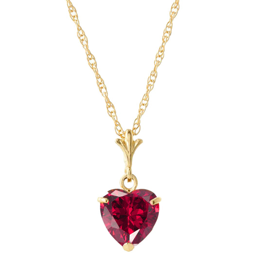 1.45 Carat 14k Solid Gold Necklace Natural Heart Ruby