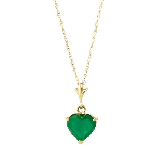 14k Solid Gold Necklace With Natural Heart Emerald