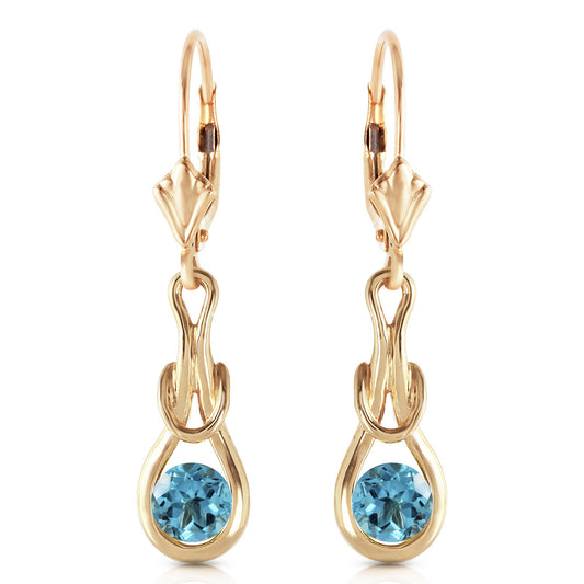 1.3 Carat 14k Solid Gold Lockstone Blue Topaz Earrings