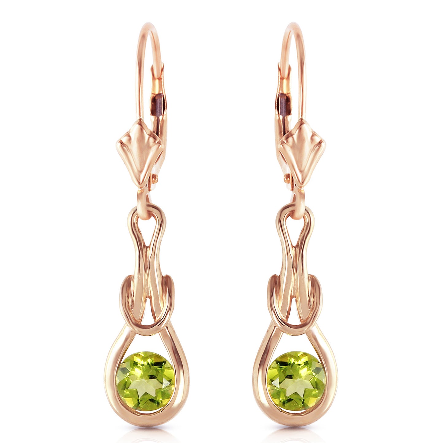 1.3 Carat 14k Solid Gold Lockstone Peridot Earrings