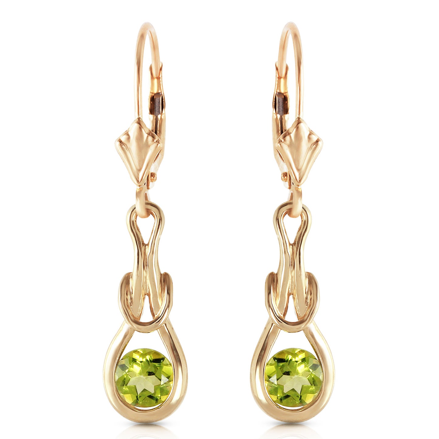 1.3 Carat 14k Solid Gold Lockstone Peridot Earrings