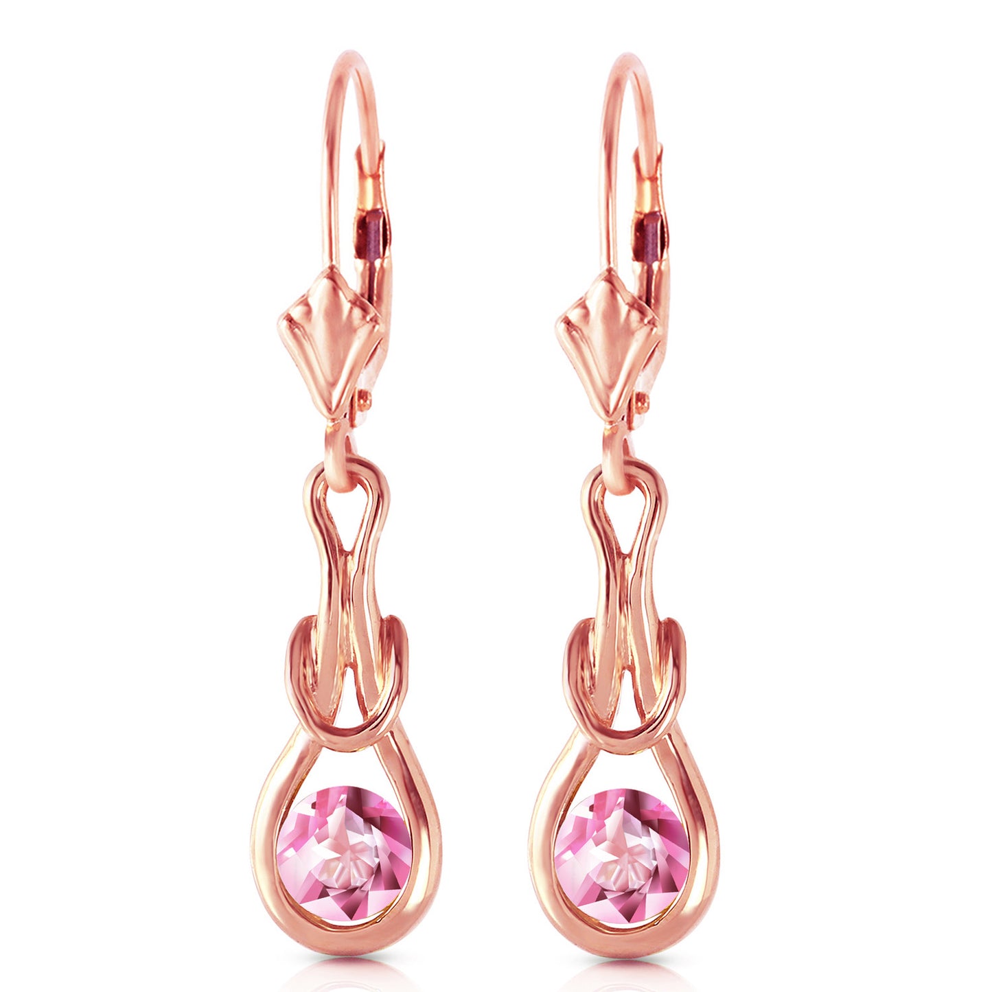 1.3 Carat 14k Solid Gold Lockstone Pink Topaz Earrings