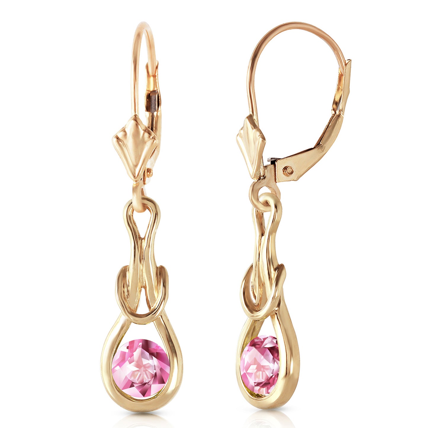 1.3 Carat 14k Solid Gold Lockstone Pink Topaz Earrings