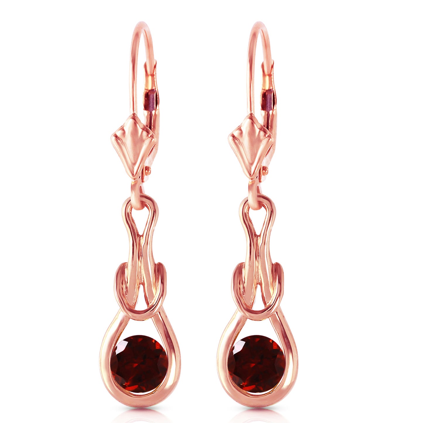 1.3 Carat 14k Solid Gold Stud Lockstone Garnet Earrings