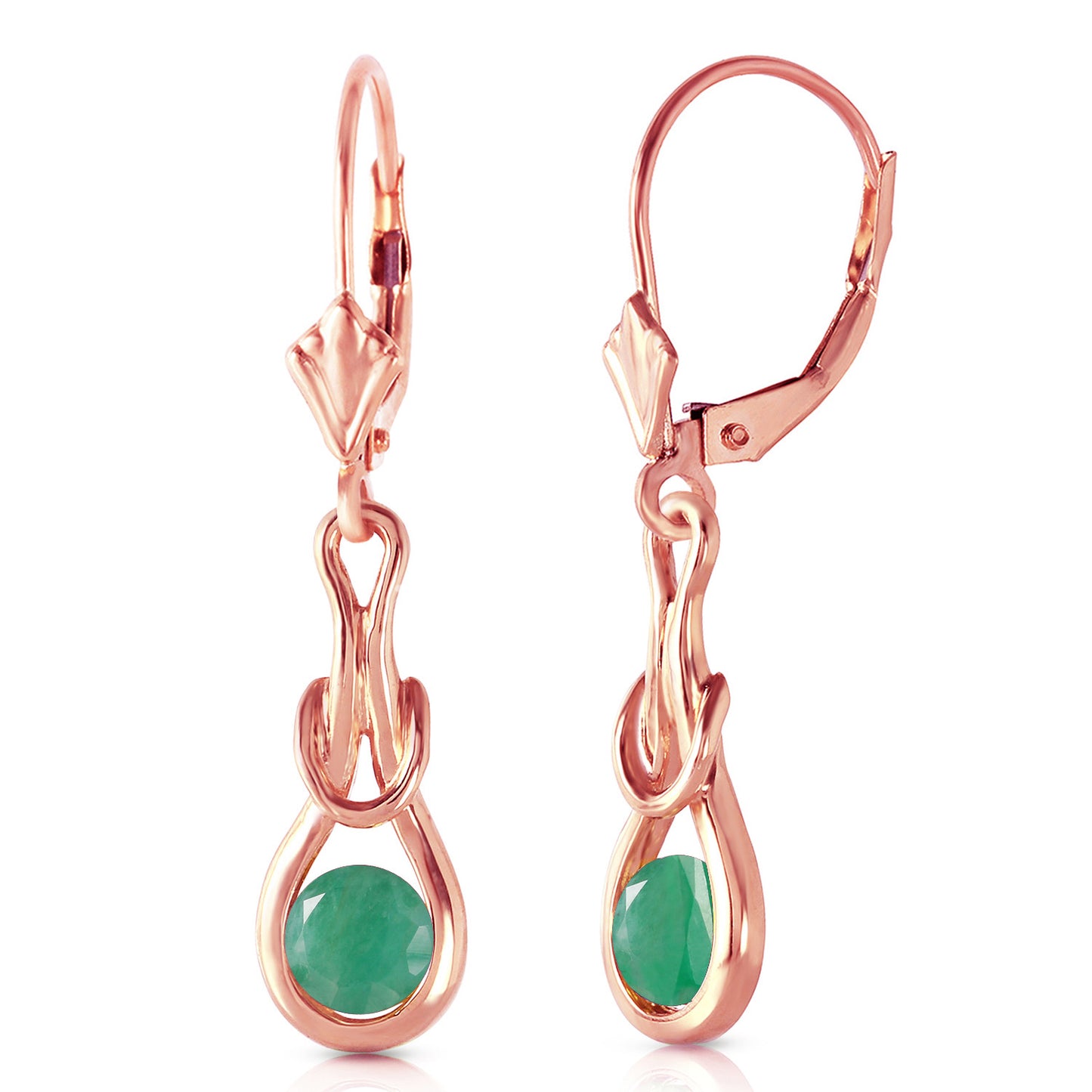 1.3 Carat 14k Solid Gold Lockstone Emerald Earrings