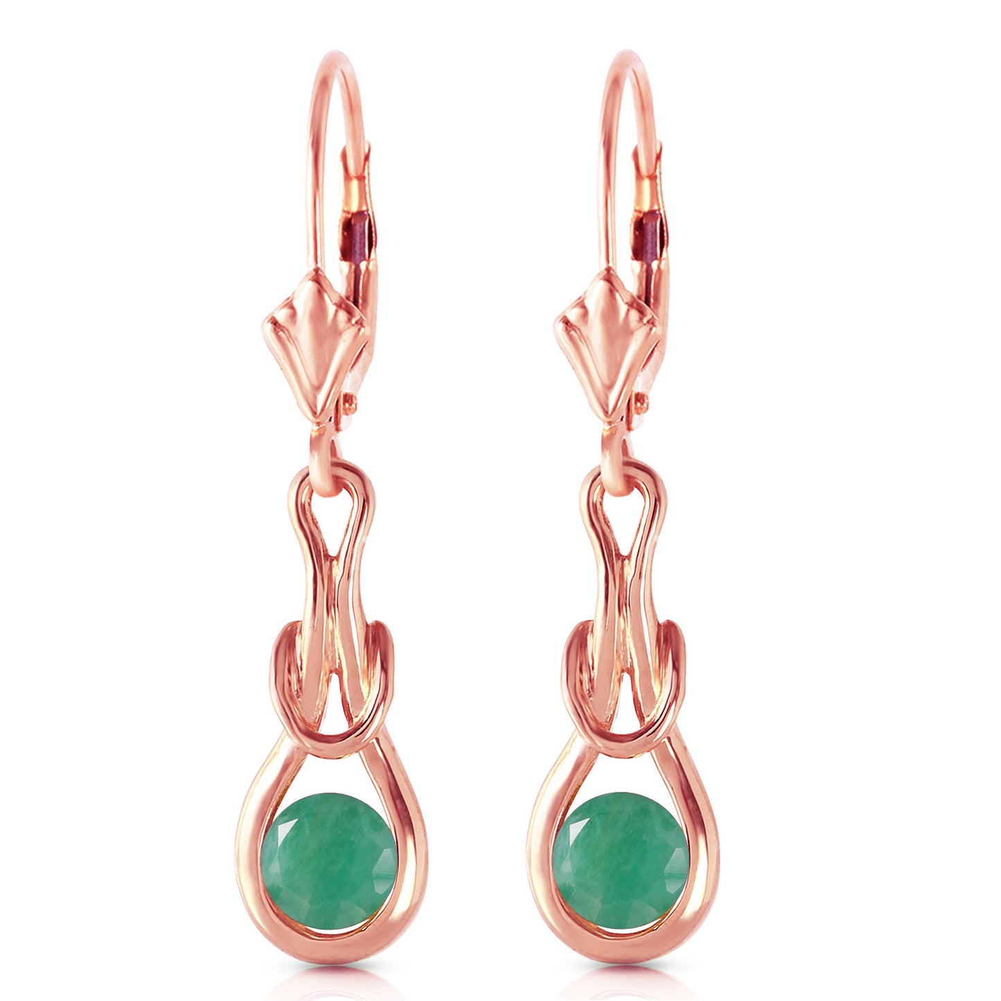 1.3 Carat 14k Solid Gold Lockstone Emerald Earrings