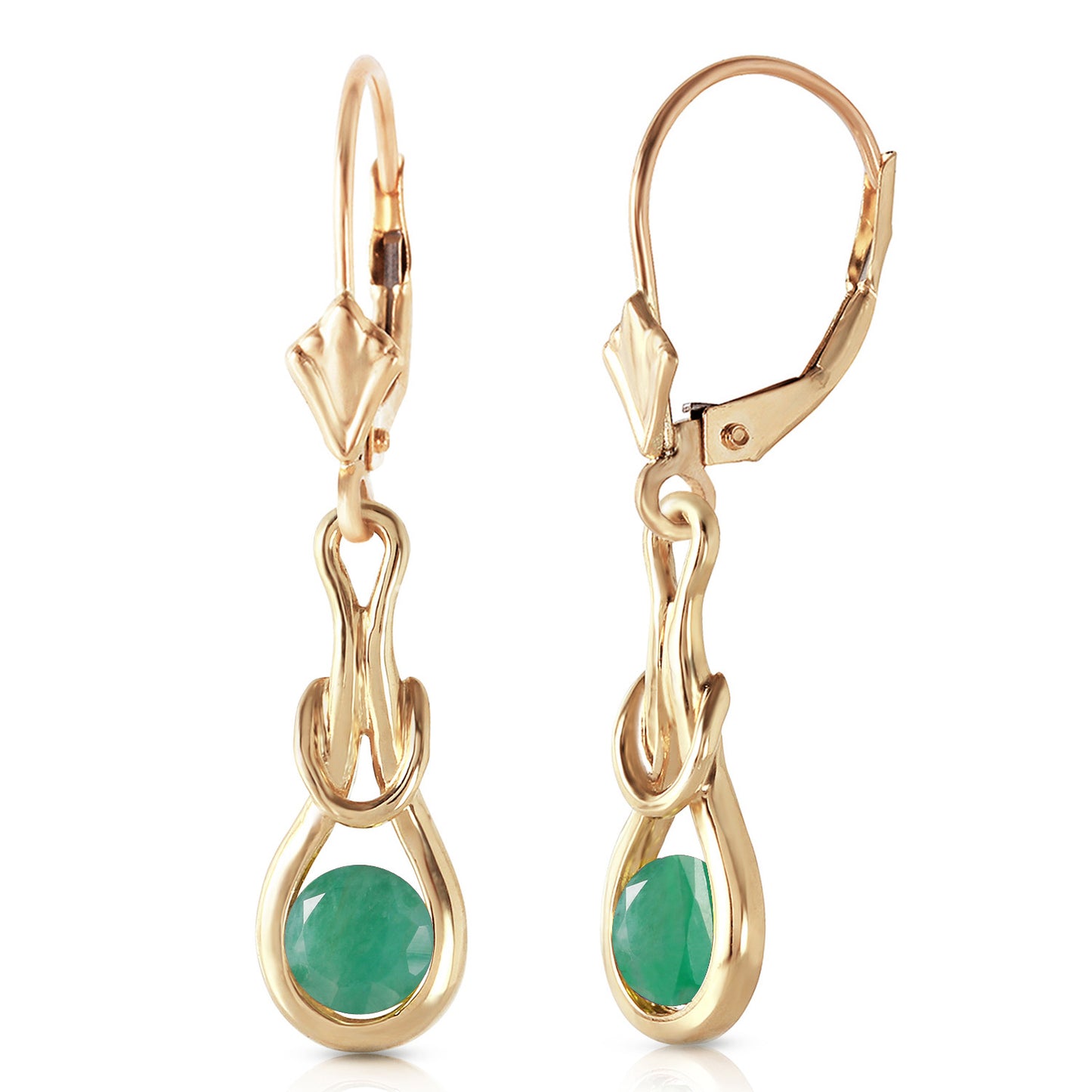 1.3 Carat 14k Solid Gold Lockstone Emerald Earrings