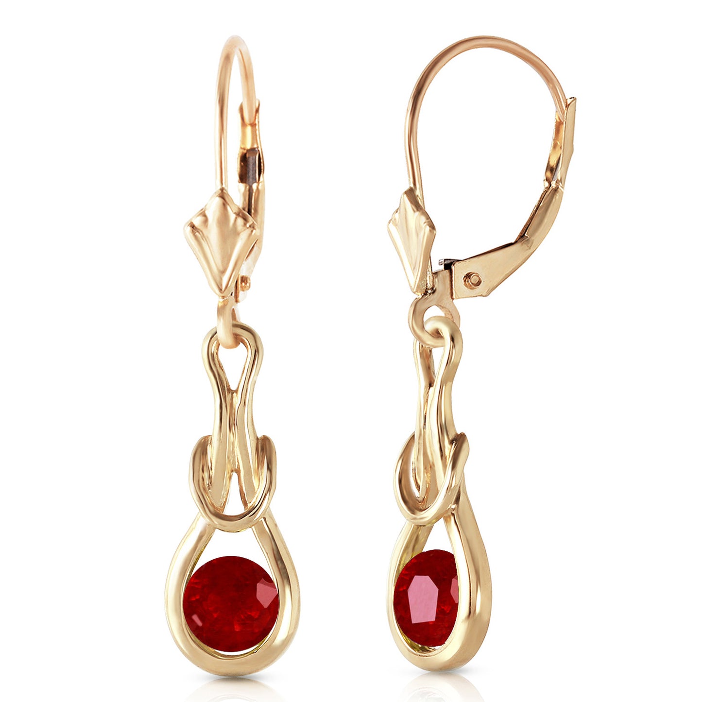 1.3 Carat 14k Solid Gold Lockstone Ruby Earrings